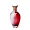 Red and Grey Sculpted Blown Glass Vase by Pia Wüstenberg 2