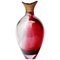 Red and Grey Sculpted Blown Glass Vase by Pia Wüstenberg 1