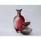 Red and Grey Sculpted Blown Glass Vase by Pia Wüstenberg 4
