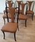 Mid-Century Modern Wood and Leather Dining Chairs, Italy, 1950, Set of 6 1