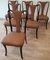 Mid-Century Modern Wood and Leather Dining Chairs, Italy, 1950, Set of 6, Image 1