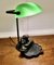 Lámpara de escritorio Bankers de vidrio verde, años 60, Imagen 7