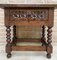 20th Century Spanish Nightstand Carved Drawer and Iron Hardware, 1890s 1