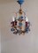 Small Chandelier with Gold-Colored Metal Frame in Colored Candle Filling and Blue Florets, 1970s, Image 3