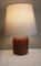 Vintage Table Lamp with Brown Teak Foot and Beefed Shade, 1980s 4