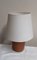 Vintage Table Lamp with Brown Teak Foot and Beefed Shade, 1980s, Image 2