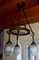 Art Nouveau Chandelier with Curved Iron Frame 1