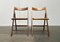 Mid-Century Wooden Folding Chairs with Viennese Wicker Seats, 1960s, Set of 2 1