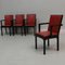 Chairs in Black and Red Leather with Garnas Armrests, 1990, Set of 4 1
