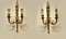 Große französische Neoklassizistische Doppel Wandlampen aus Messing, 1920er, 4 . Set 2