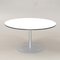 Low Round White Laminate Table with Black Border and Metal Foot 1