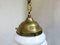 Jugendstil Deckenlampe aus Messing & Opalglas, Österreich, 1890er 10
