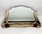 Mid-Century Art Deco Mirror with Rose Glass Scalloped Edge Frame 1