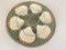 Austernteller aus grün-weißer Majolika von Longchamp, 19. Jh., 2er Set 6