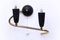 Italian Brass and Black Lacquered Wall Sconces, 1950s, Set of 2 7