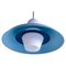 Lampe à Suspension Bleu Ciel en Verre Givré par Louis Kalff, 1956 1