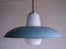 Lampe à Suspension Bleu Ciel en Verre Givré par Louis Kalff, 1956 2