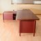 Burgundy L-Shaped Writing Desk from Umberto Mascagni, 1950s 3