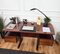 Mid-Century Italian Wood and Brass Floating Executive Writing Desk Table, 1950s 2