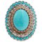 Turquoise, Diamonds, Rose Gold and Silver Ring 1