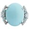 Bague turquoise, topazes, diamants, platine et or blanc 14 carats 1