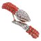 Coral, Rubies, Diamonds, Rose Gold and Silver Snake Bracelet, Image 1