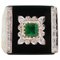 Onyx, Emerald, Diamonds, 9 Karat Rose Gold Ring 1