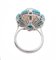 Pearl, Turquoises, Diamonds, 14 Karat White Gold Ring, Image 3