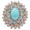 Turquoise, Topazs, Diamonds, Rose Gold and Silver Ring 1