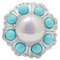 Pearl, Turquoise, Diamonds, Platinum Retro Ring 1