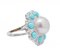 Pearl, Turquoise, Diamonds, Platinum Retro Ring, Image 3
