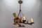 Lampadario antico a quattro luci in legno intagliato, fine XIX secolo, Immagine 7