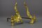 French Rococo Style Gilt Bronze and Iron Firedogs, 1890s, Set of 2 14