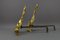 French Rococo Style Gilt Bronze and Iron Firedogs, 1890s, Set of 2 9