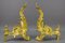 French Rococo Style Gilt Bronze and Iron Firedogs, 1890s, Set of 2 4