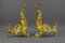 Perros de fuego franceses estilo rococó de hierro y bronce dorado, década de 1890. Juego de 2, Imagen 7
