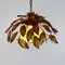 Lampada a sospensione vintage in oro con lampadina in vetro opalino, anni '60, Immagine 7