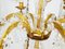 Lampadario a 12 luci in metallo foglia oro e cristallo sfaccettato, Italia, anni '30, Immagine 5