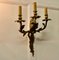 Large French Brass 3-Branch Wall Lights, 1890s, Set of 4 3