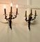 Large French Brass 3-Branch Wall Lights, 1890s, Set of 4 5