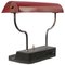 Lampada da tavolo in metallo rosso con doppia lampadina, anni '50, Immagine 5