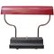 Lámpara de mesa de escritorio de metal rojo con doble bombilla, años 50, Imagen 1
