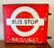 Señal de parada de autobús London Transport esmaltada antigua con procedencia, años 40, Imagen 1