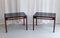 Danish Modern Side Tables in Rosewood and Glass, 1960s, Set of 2 1