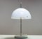 Lámpara de mesa hongo de cromo y acrílico blanco atribuida a Fagerhult, Suecia, años 70, Imagen 5