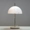 Lámpara de mesa hongo de cromo y acrílico blanco atribuida a Fagerhult, Suecia, años 70, Imagen 1