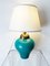Lámpara de mesa vintage de vidrio verde y latón, años 60, Imagen 1
