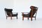 Brazilian Ox Lounge Chairs in Rosewood and Leather, 1960, Set of 2 1