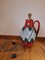 Lampada da tavolo rossa in ceramica con paralume in seta di Scheurich, anni '50, Immagine 9