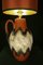 Lámpara de mesa de cerámica roja con pantalla de seda Dupion de Scheurich, años 50, Imagen 3